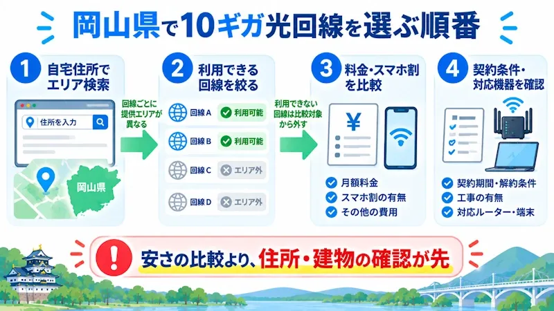 岡山県で10ギガ光回線を選ぶ順番