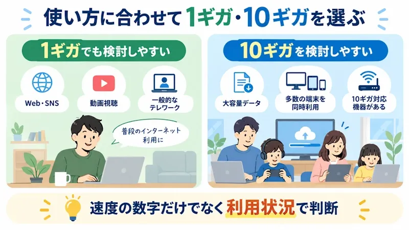 1ギガと10ギガの選び分け